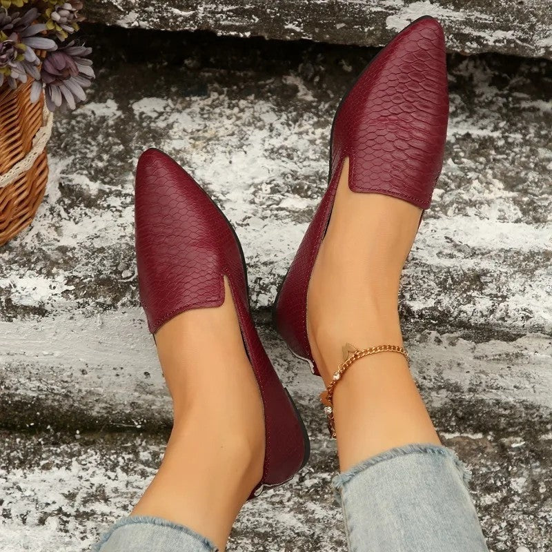 Romena Textured Pointed Toe Loafers