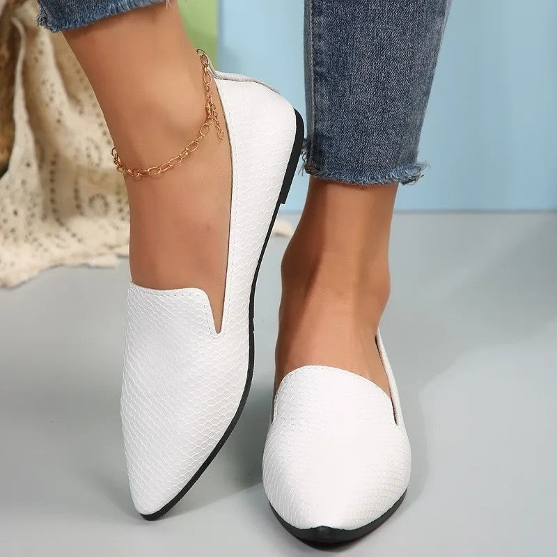 Romena Textured Pointed Toe Loafers