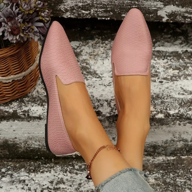 Romena Textured Pointed Toe Loafers