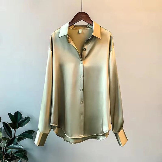 Sarona Relaxed Satin Button-Up Shirt