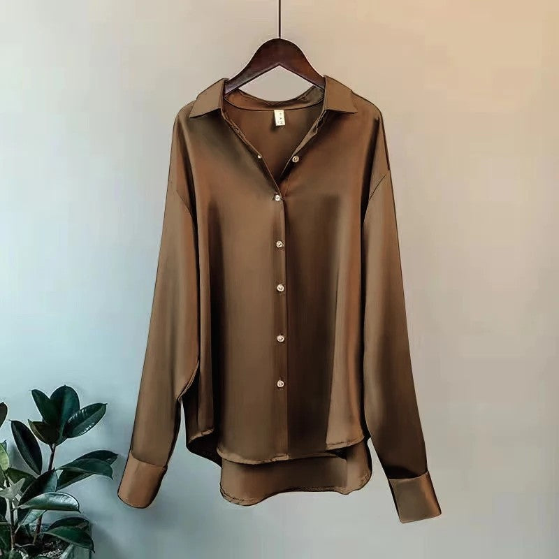 Sarona Relaxed Satin Button-Up Shirt