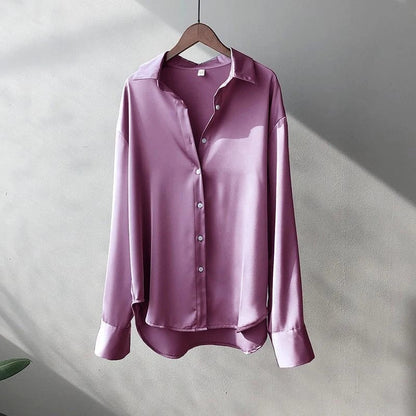 Sarona Relaxed Satin Button-Up Shirt