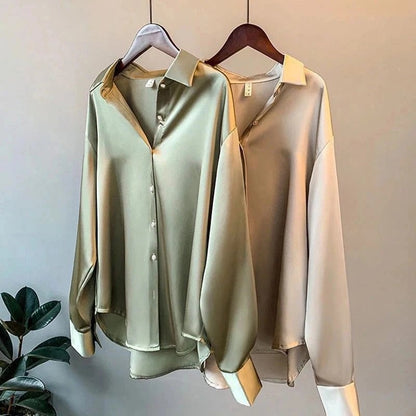 Sarona Relaxed Satin Button-Up Shirt
