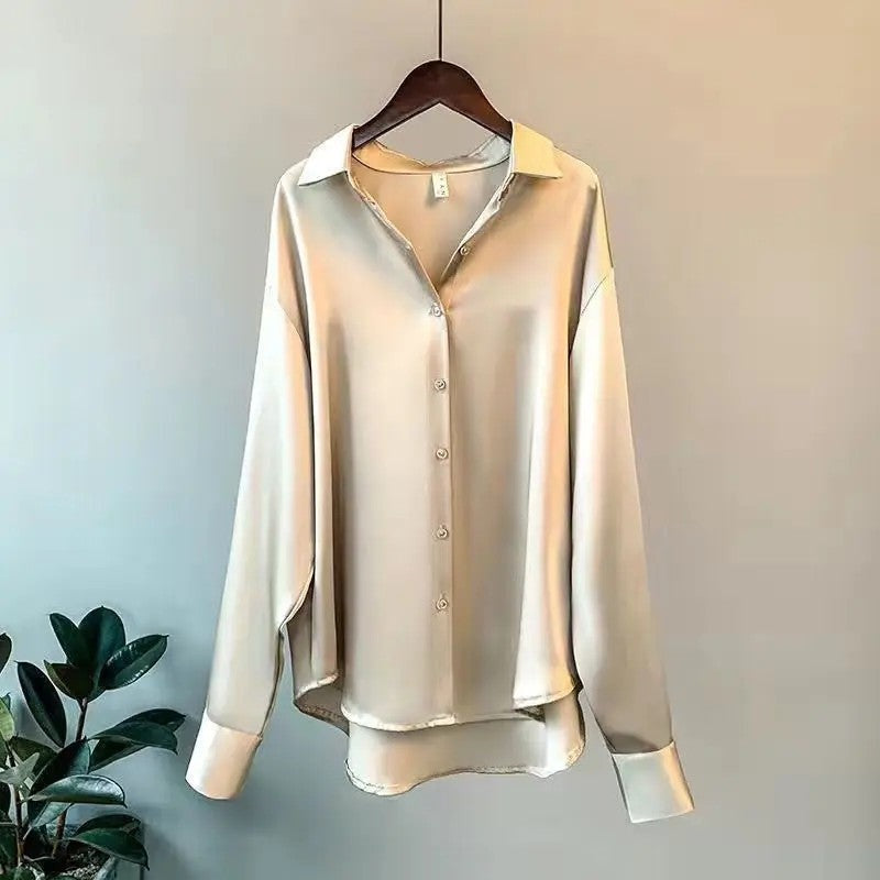 Sarona Relaxed Satin Button-Up Shirt