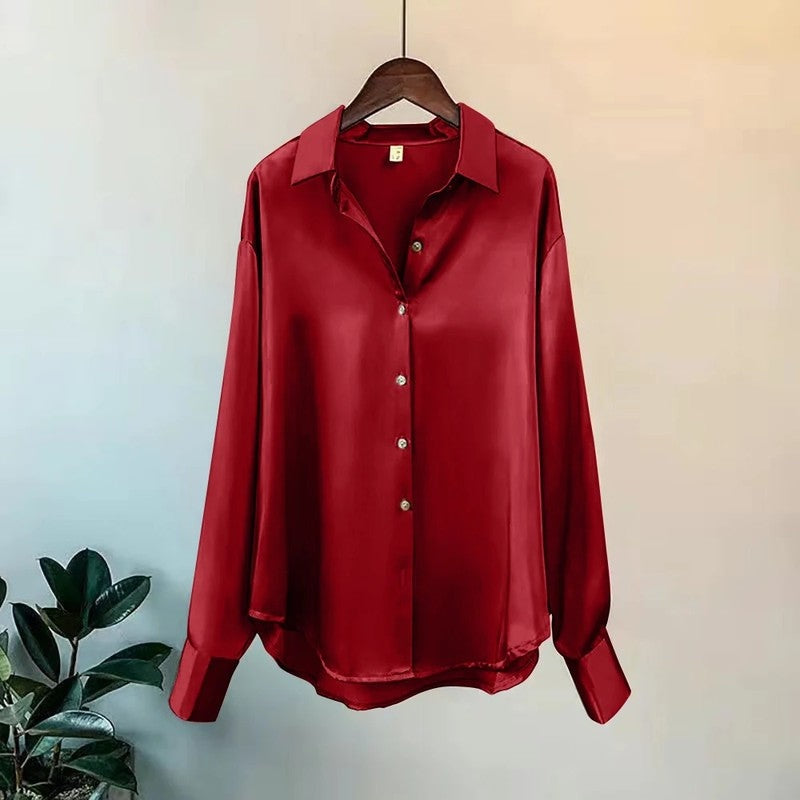 Sarona Relaxed Satin Button-Up Shirt