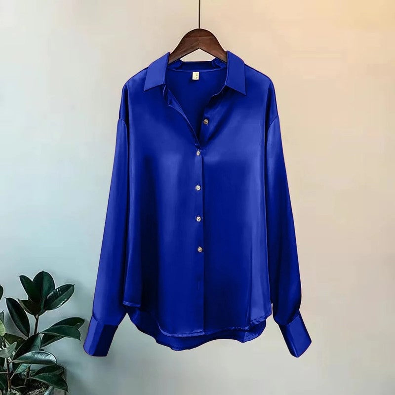Sarona Relaxed Satin Button-Up Shirt