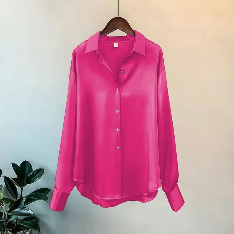 Sarona Relaxed Satin Button-Up Shirt