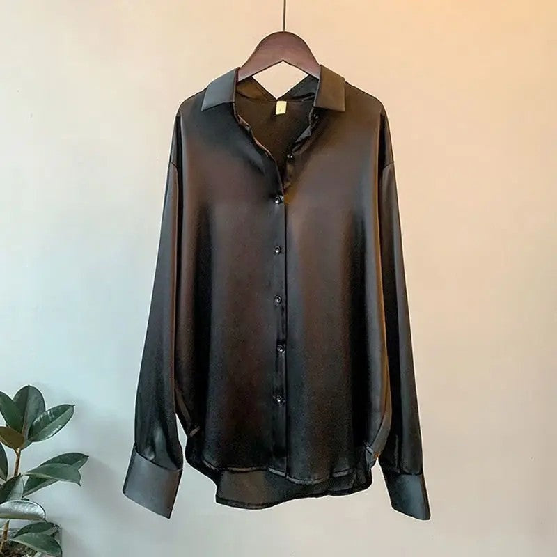 Sarona Relaxed Satin Button-Up Shirt