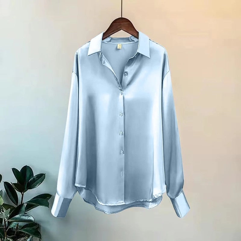 Sarona Relaxed Satin Button-Up Shirt