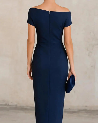 Selvani Off-Shoulder Draped Midi Dress