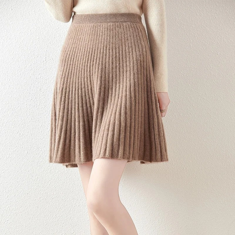 Selvique Ribbed Knit Flare Skirt