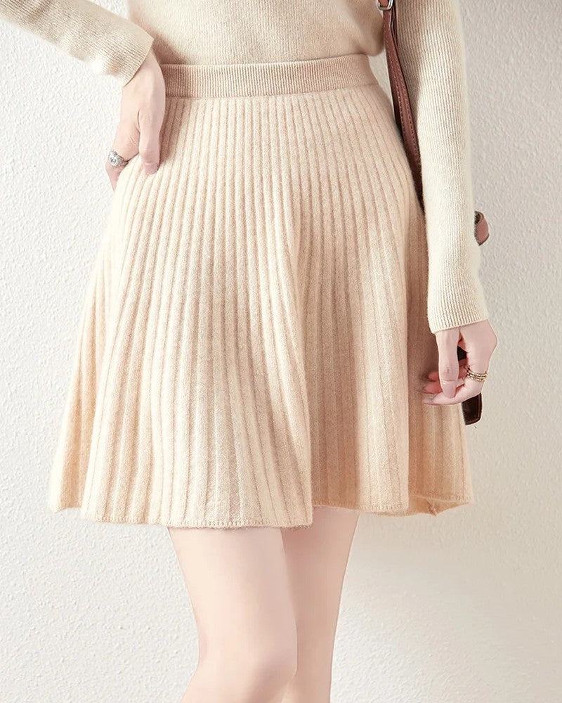 Selvique Ribbed Knit Flare Skirt