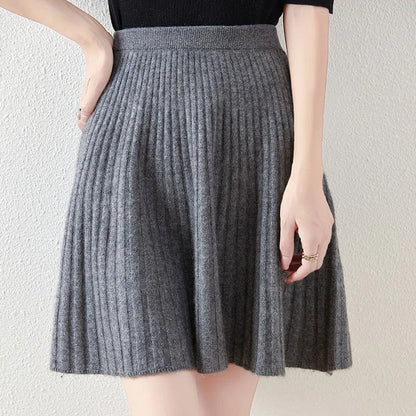 Selvique Ribbed Knit Flare Skirt