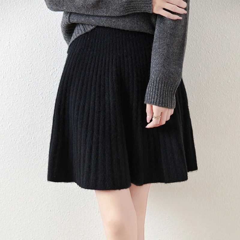 Selvique Ribbed Knit Flare Skirt