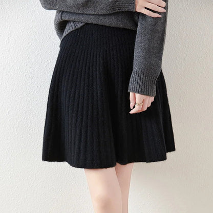 Selvique Ribbed Knit Flare Skirt