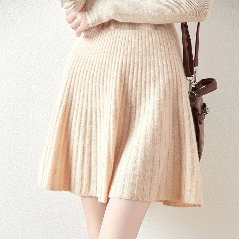Selvique Ribbed Knit Flare Skirt