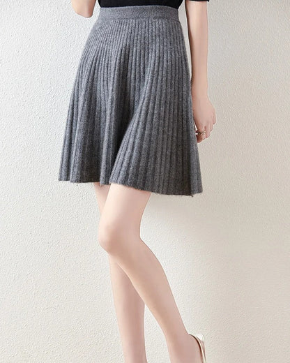 Selvique Ribbed Knit Flare Skirt