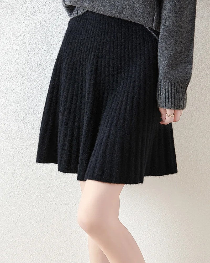 Selvique Ribbed Knit Flare Skirt