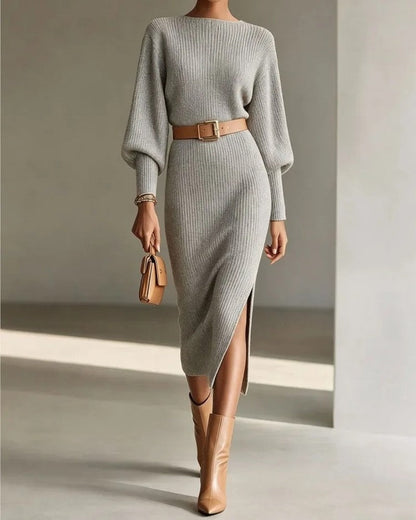 Soretta Ribbed Knit Belted Midi Dress