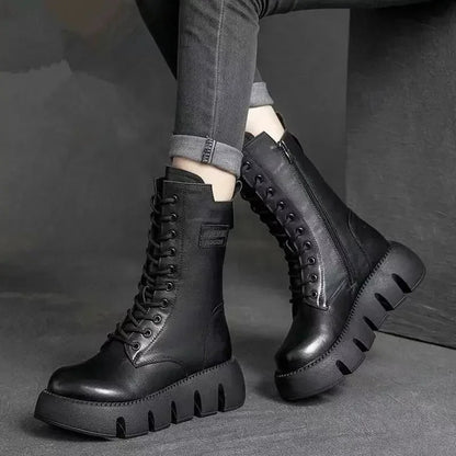 Vandor Chunky Sole Lace-Up Combat Boots