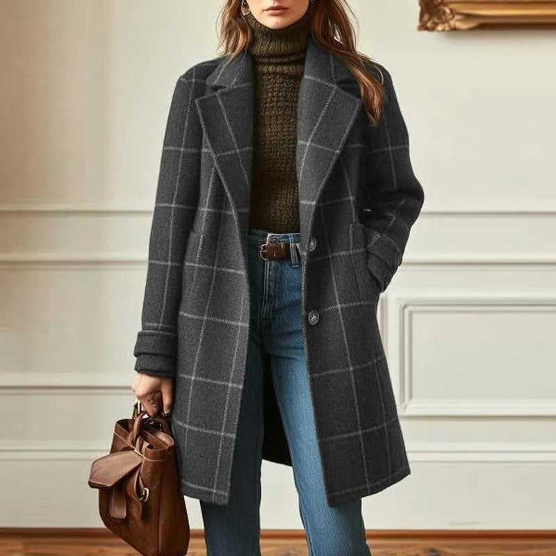 Vesari Plaid Wool Blend Overcoat