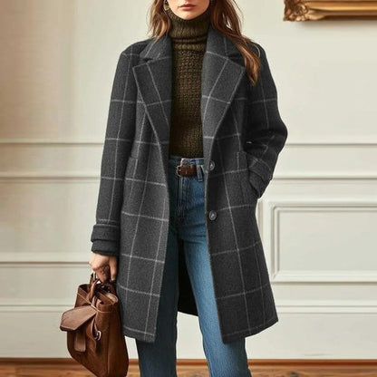 Vesari Plaid Wool Blend Overcoat