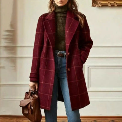 Vesari Plaid Wool Blend Overcoat