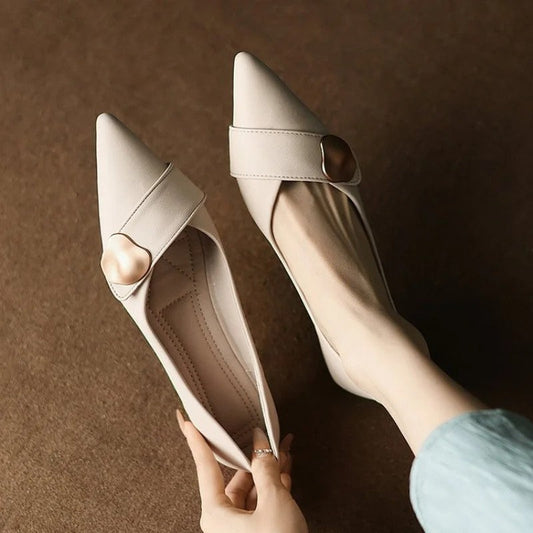 Vesina Pointed Toe Buckle Flats