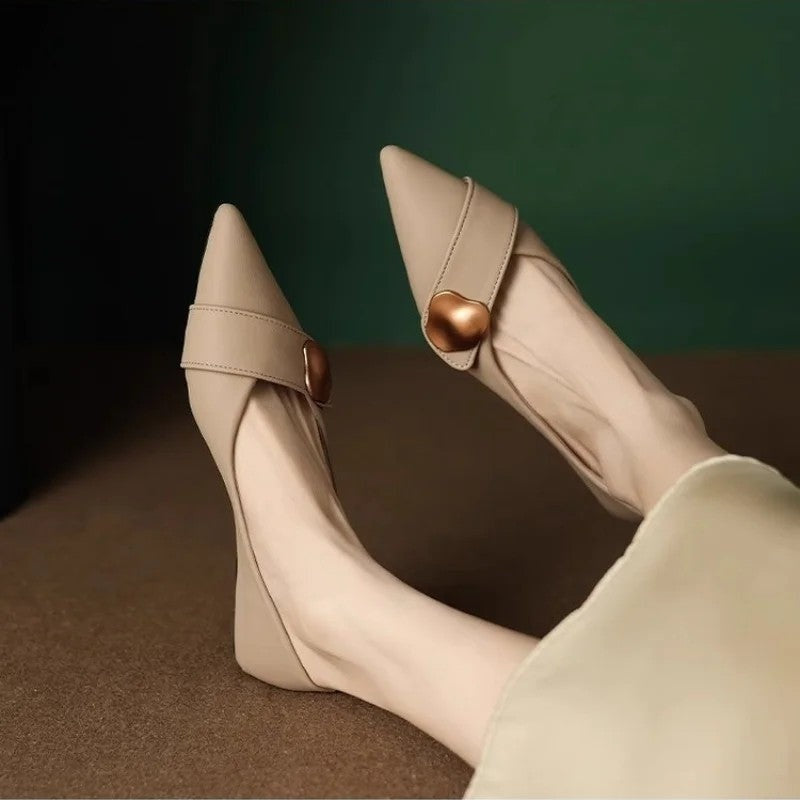 Vesina Pointed Toe Buckle Flats