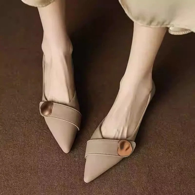 Vesina Pointed Toe Buckle Flats