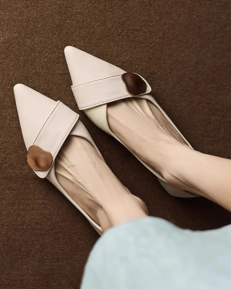 Vesina Pointed Toe Buckle Flats