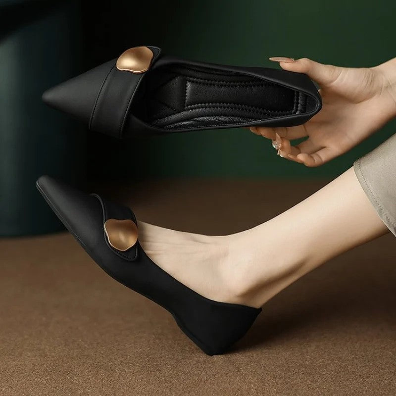 Vesina Pointed Toe Buckle Flats