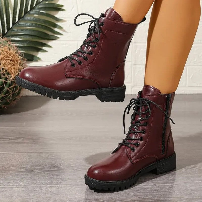Vestra Lace-Up Chunky Sole Combat Boots