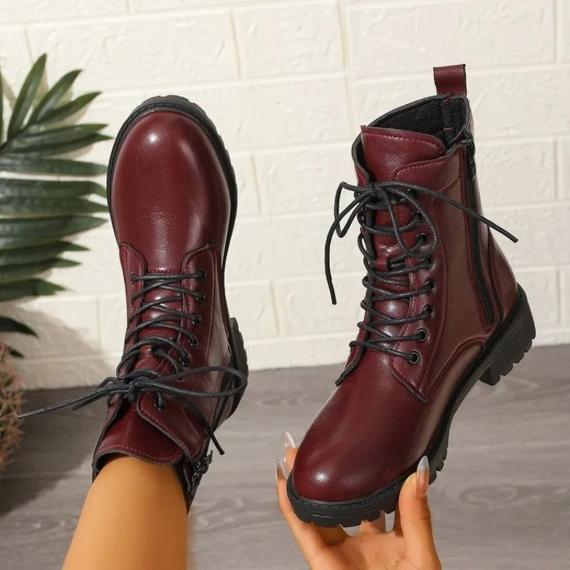 Vestra Lace-Up Chunky Sole Combat Boots