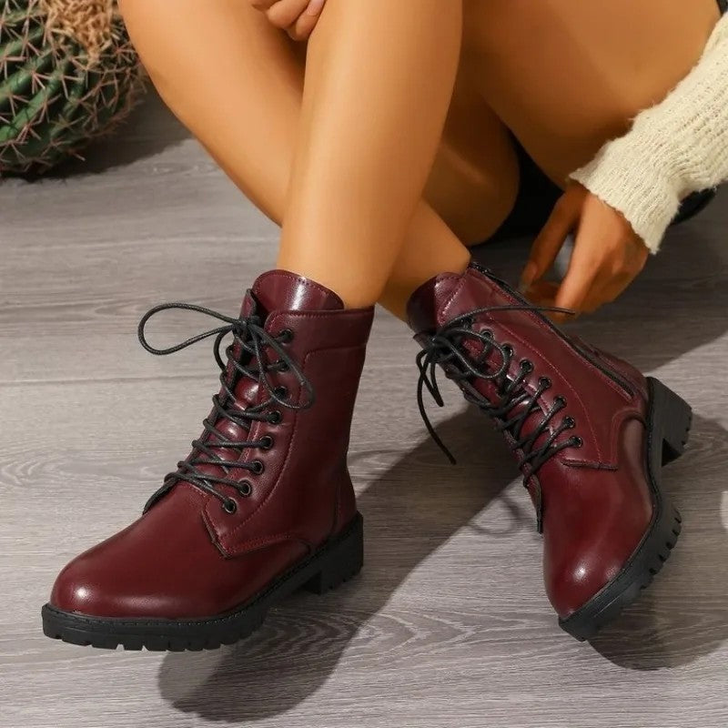 Vestra Lace-Up Chunky Sole Combat Boots