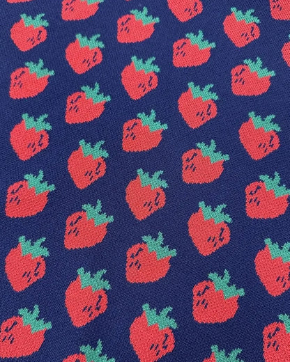 Viondra Puff Sleeve Strawberry Knit Sweater