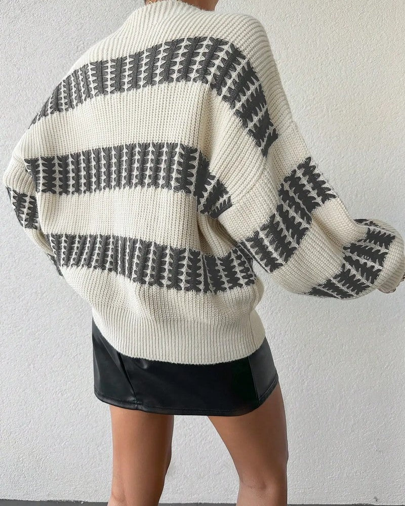 Viondra Relaxed Stripe Knit Sweater