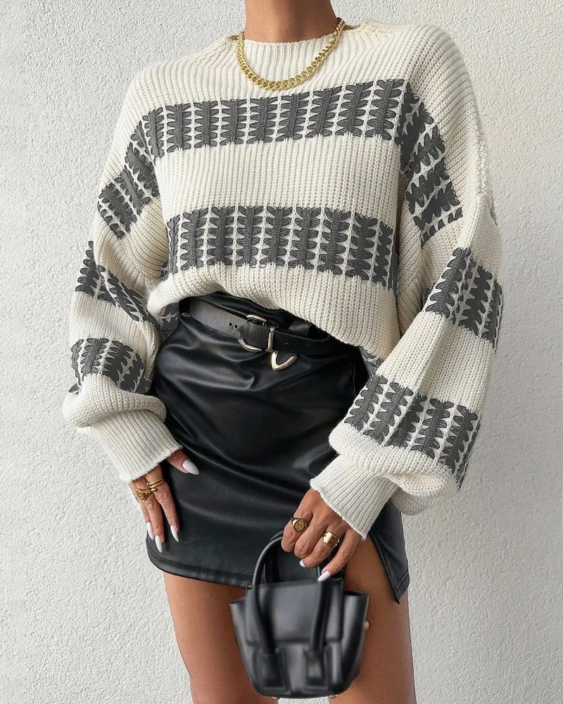 Viondra Relaxed Stripe Knit Sweater
