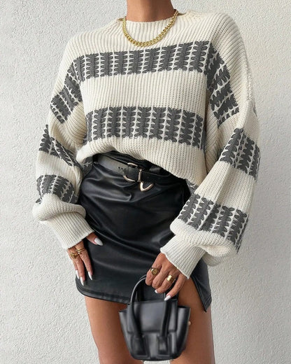 Viondra Relaxed Stripe Knit Sweater