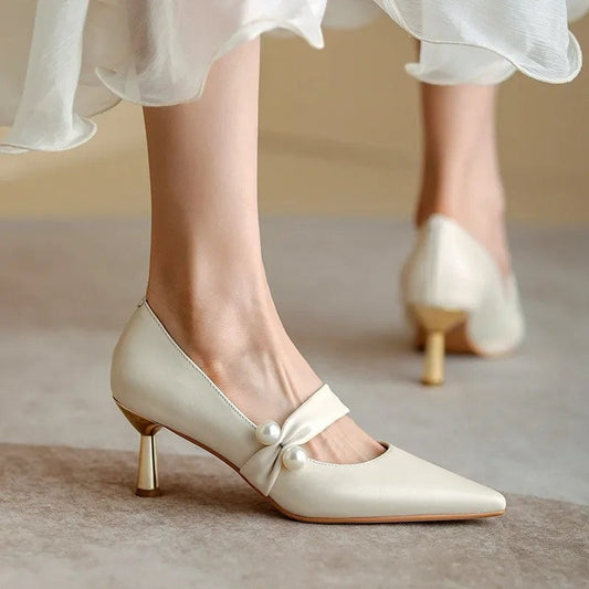Virelle Pearl Strap Kitten Heel Pump