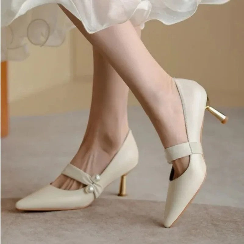Virelle Pearl Strap Kitten Heel Pump