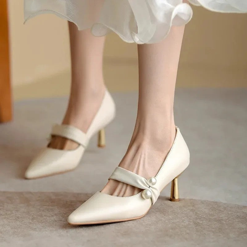 Virelle Pearl Strap Kitten Heel Pump