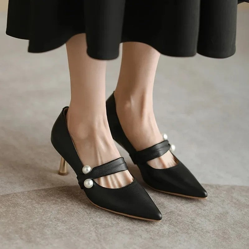 Virelle Pearl Strap Kitten Heel Pump